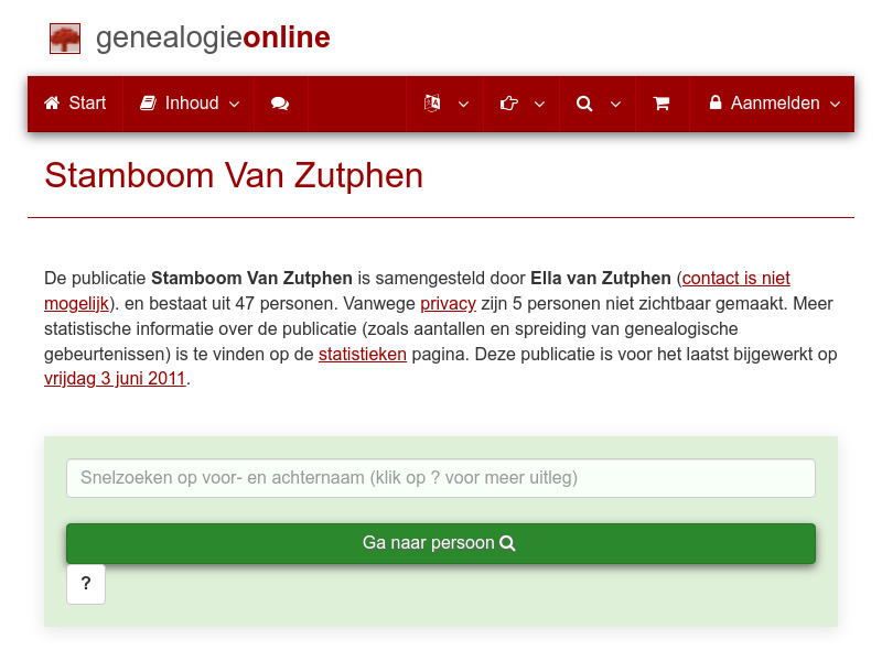 Screenshot van website