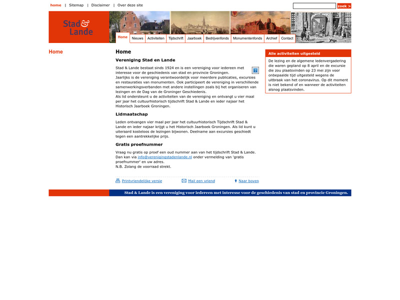 Screenshot van website