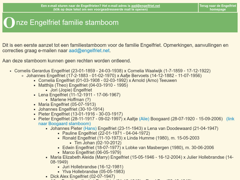 Screenshot van website