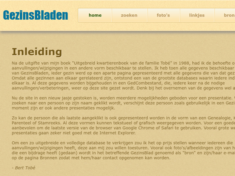 Screenshot van website