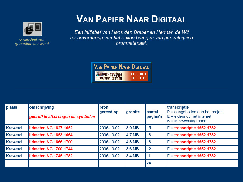 Screenshot van website