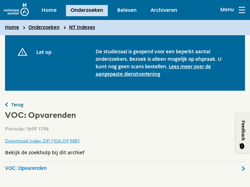 Screenshot van website