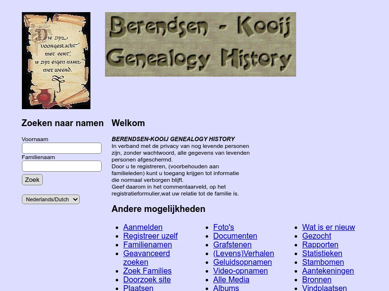 Screenshot van website