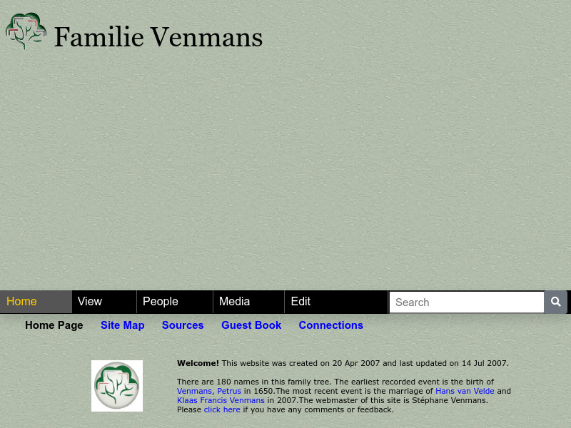 Screenshot van website