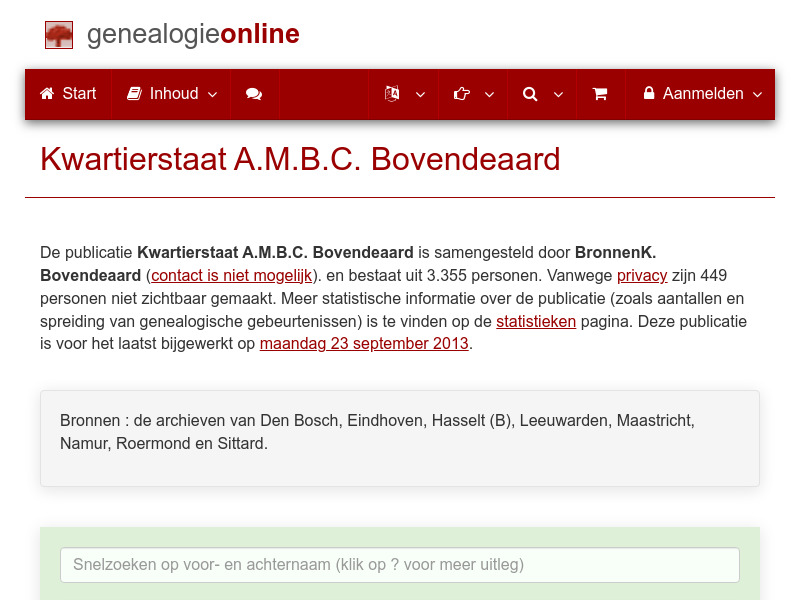 Screenshot van website