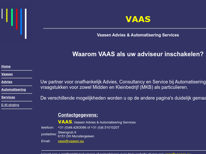 Screenshot van website