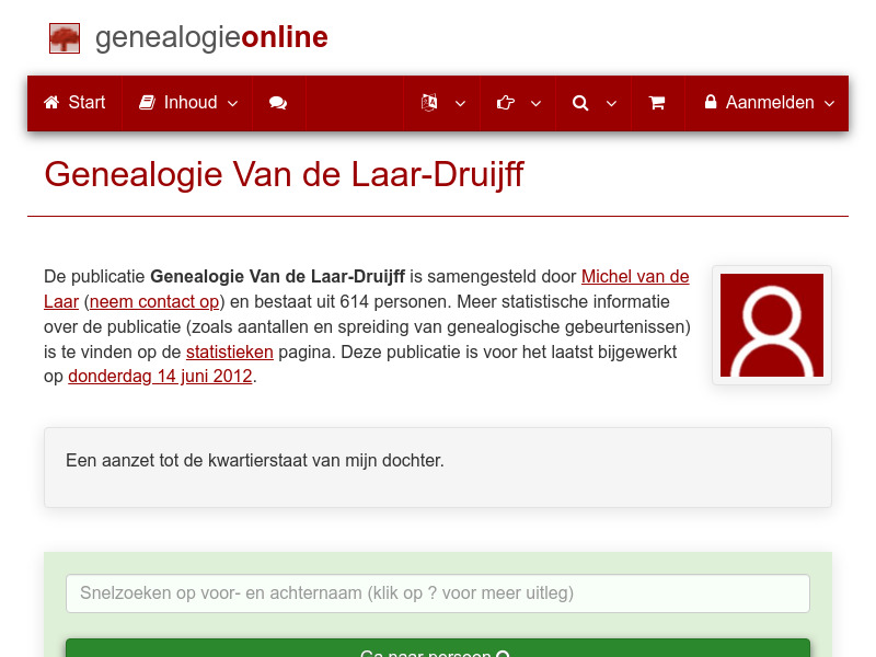 Screenshot van website