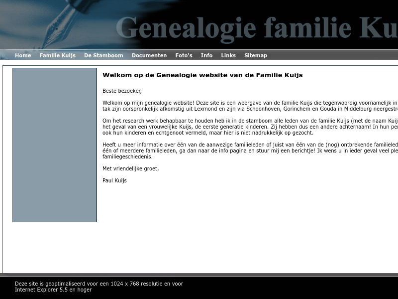 Screenshot van website