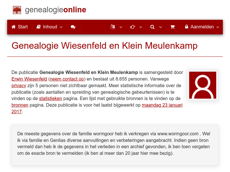 Screenshot van website