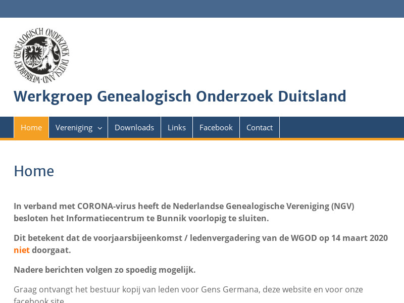 Screenshot van website