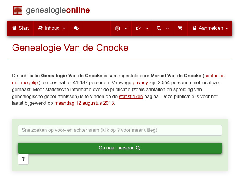 Screenshot van website