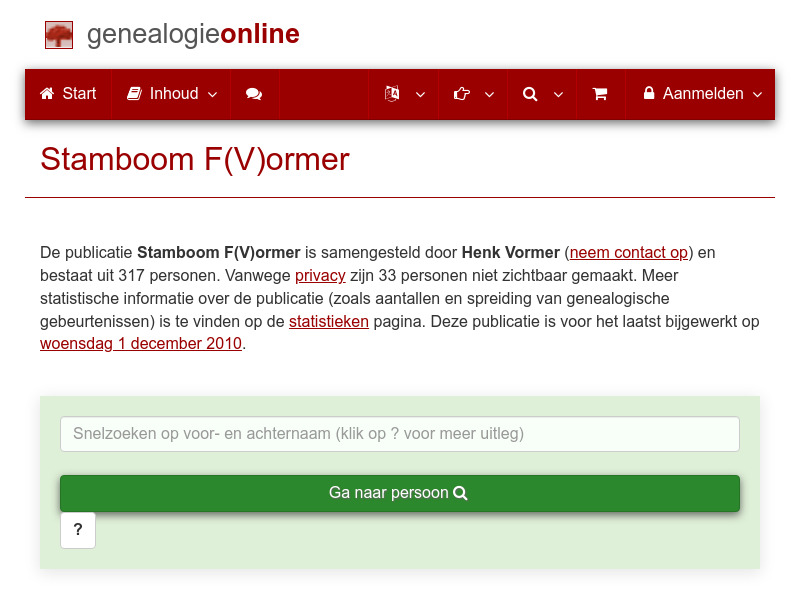 Screenshot van website