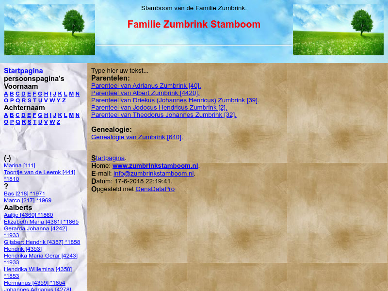 Screenshot van website