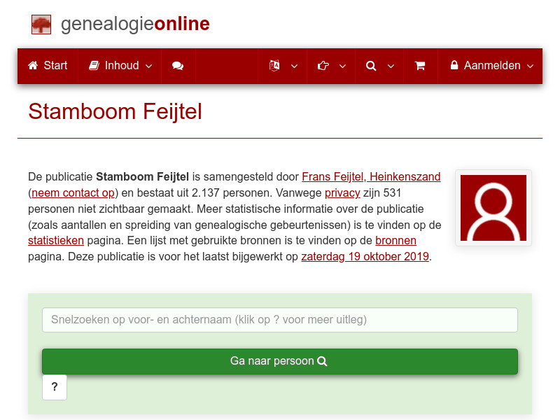 Screenshot van website