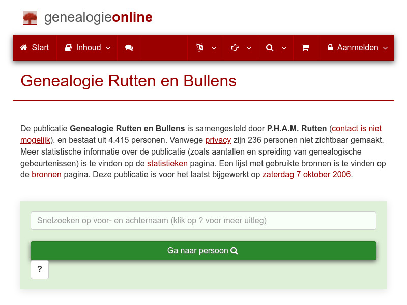Screenshot van website
